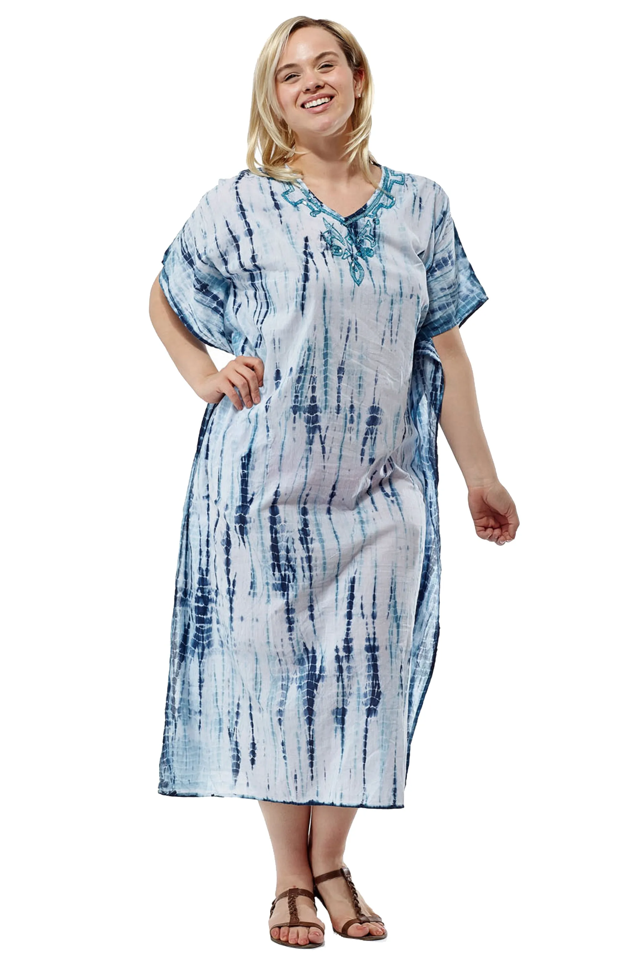 100% Cotton Tie-Dye Print Caftan