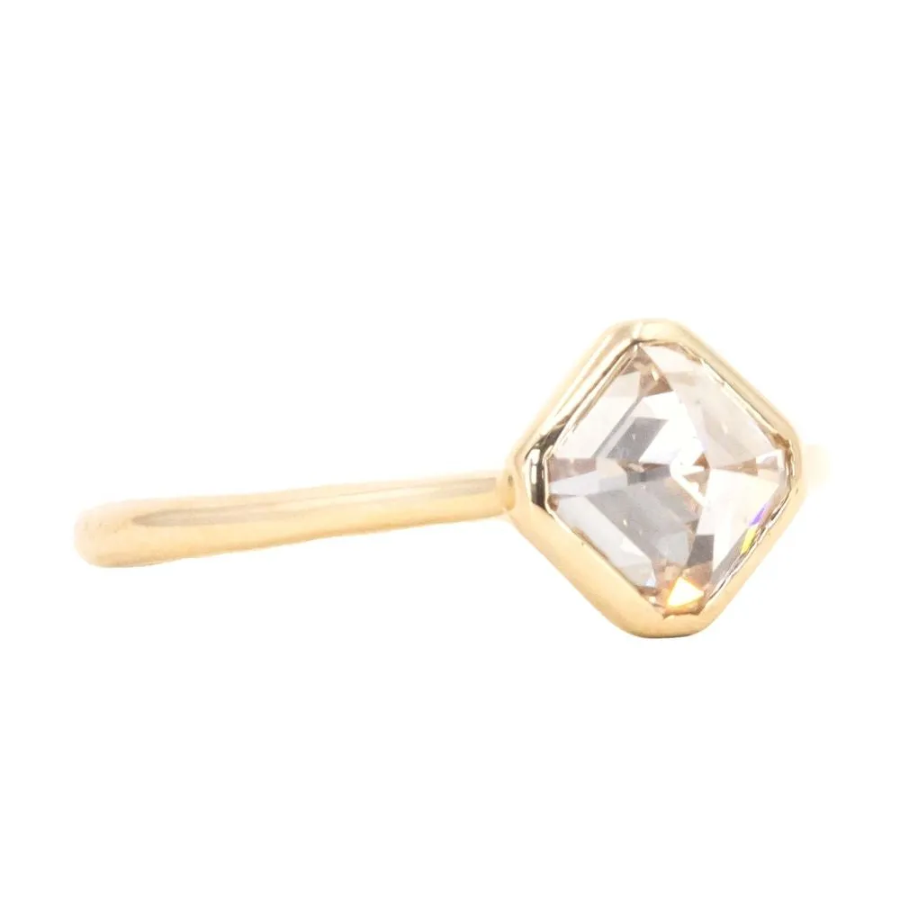 1.33ct Inverted Asscher cut Diamond in 14k Yellow Gold Contemporary Bezel Setting