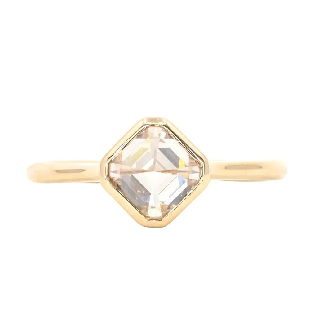 1.33ct Inverted Asscher cut Diamond in 14k Yellow Gold Contemporary Bezel Setting