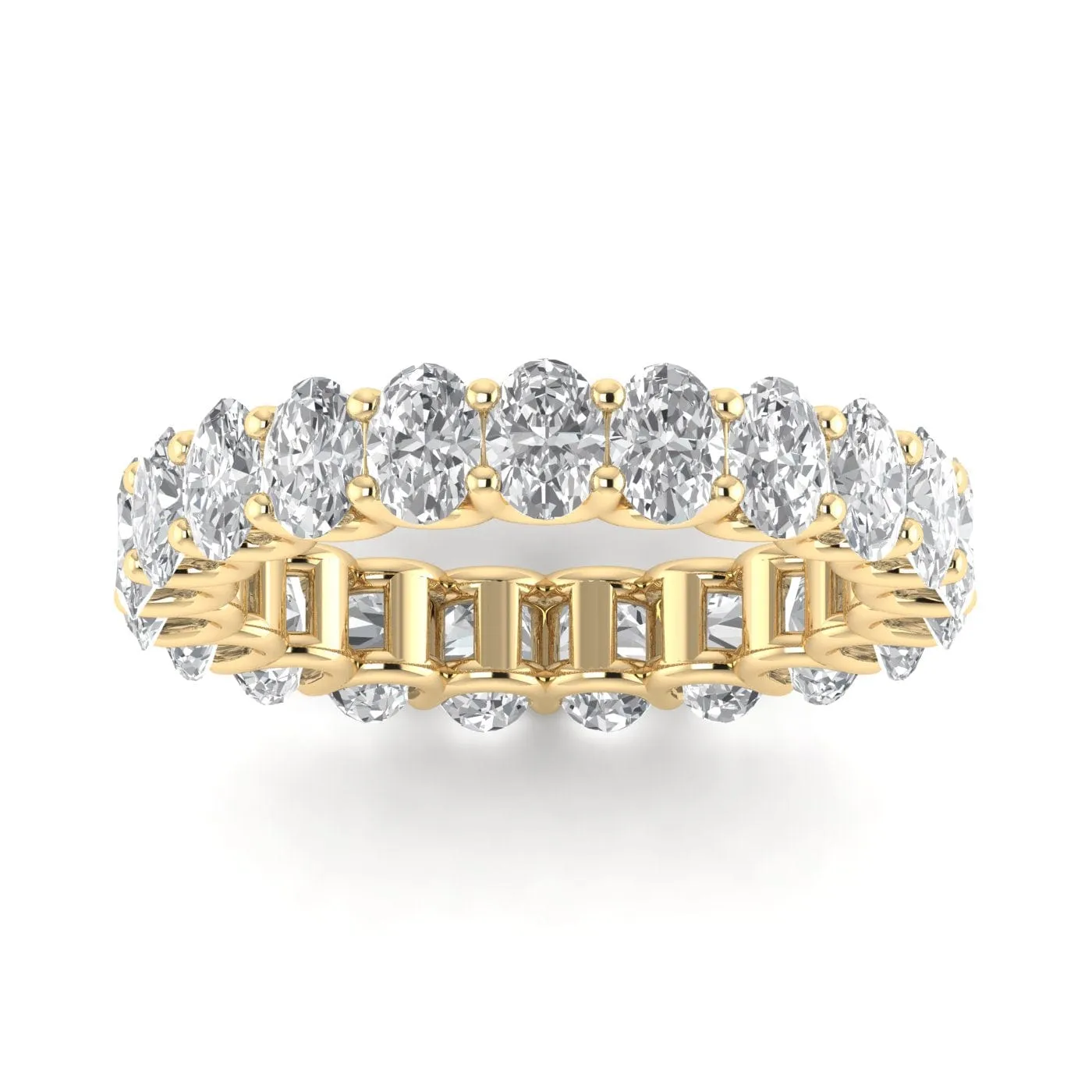 14K Gold Oval Diamond Eternity Band, Lab Grown