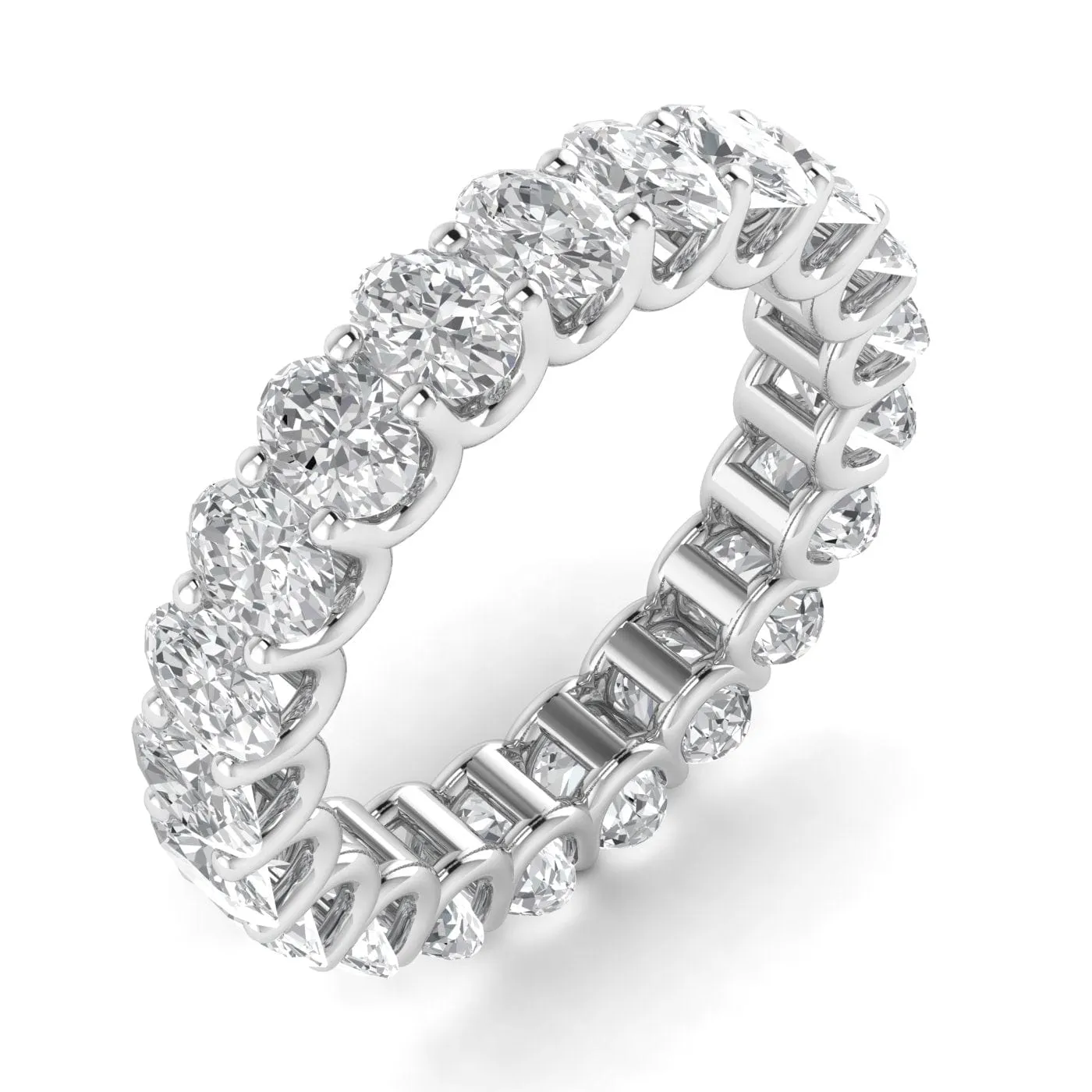 14K Gold Oval Diamond Eternity Band, Lab Grown