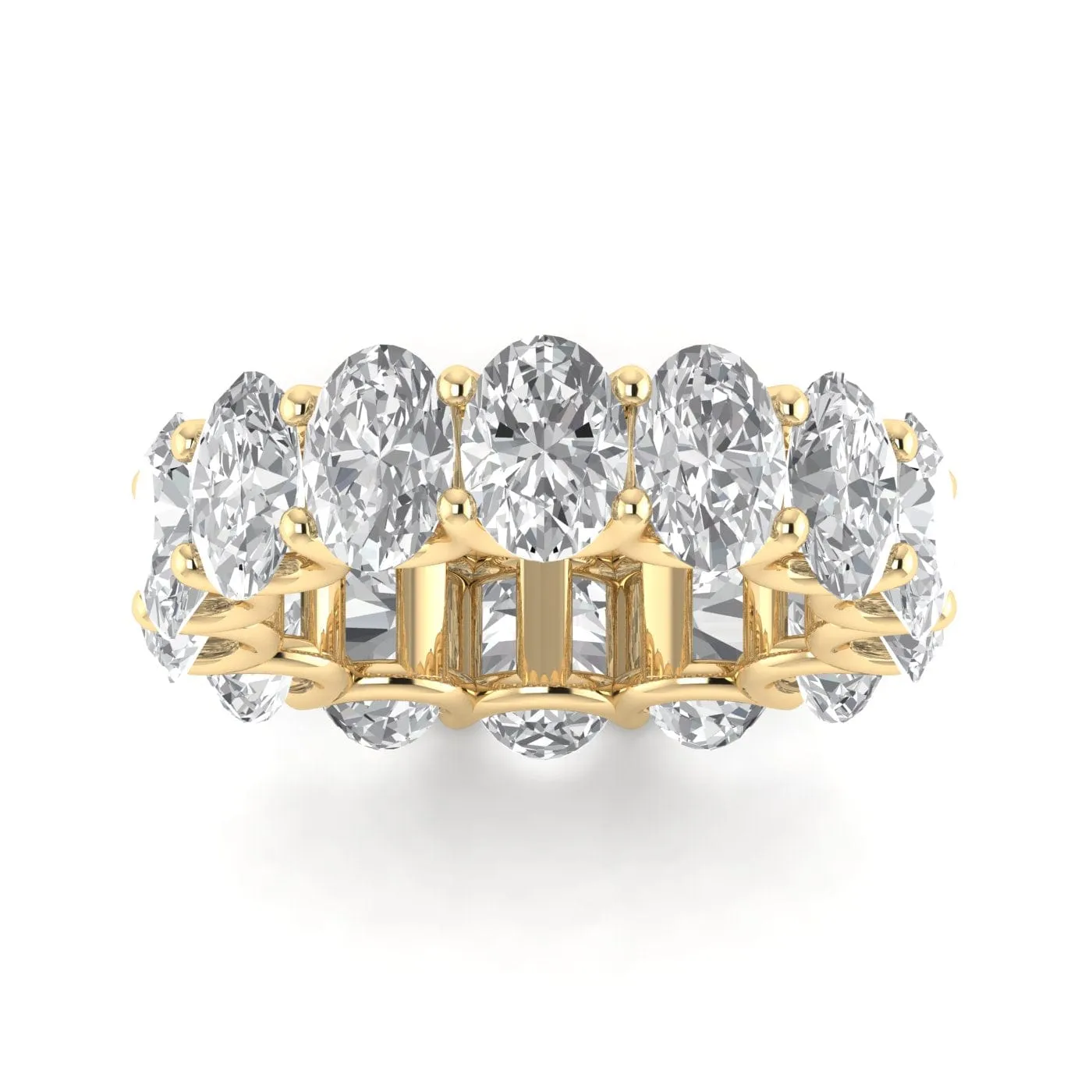 14K Gold Oval Diamond Eternity Band, Lab Grown