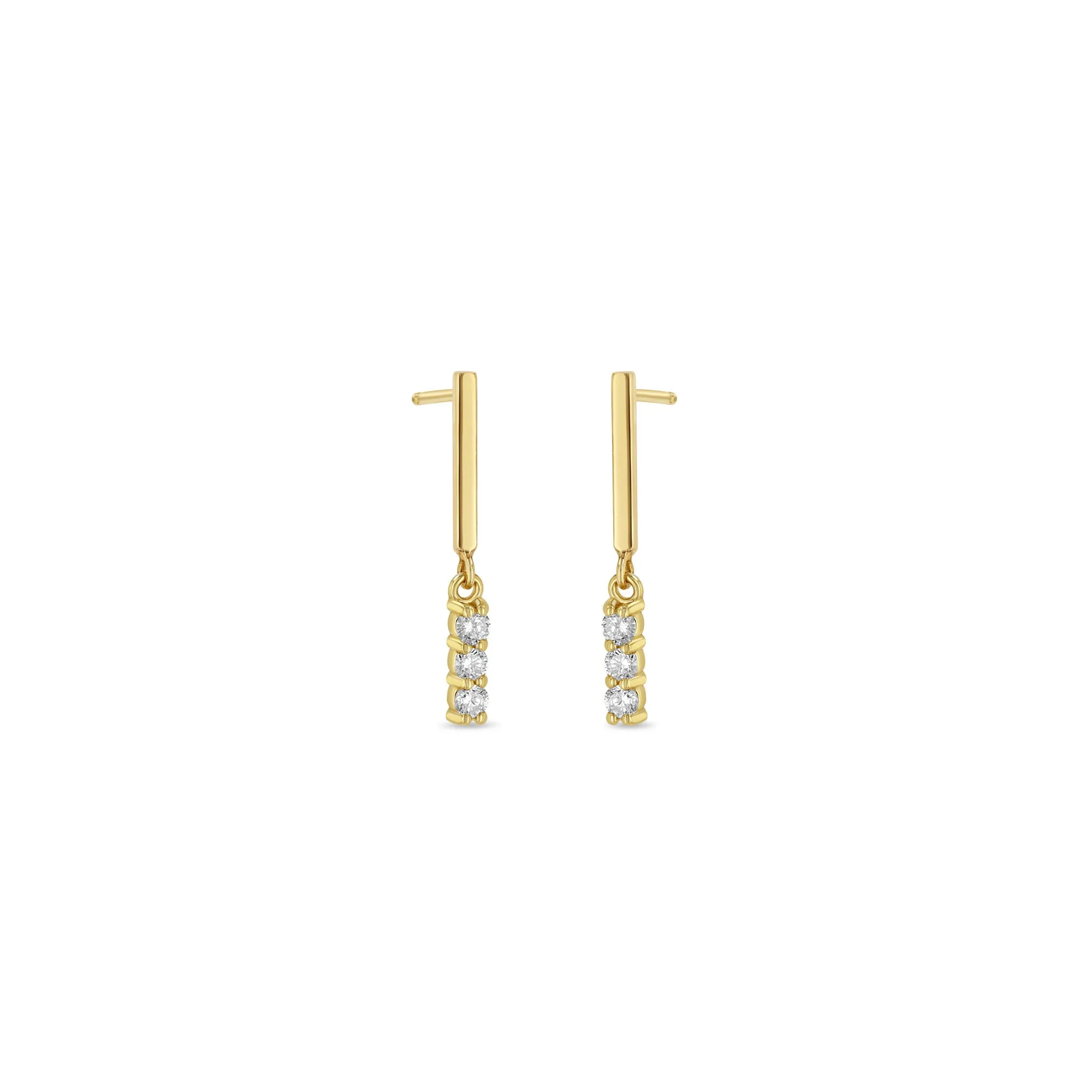 14k Mixed Gold & Diamond Bar Drop Earrings