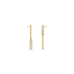 14k Mixed Gold & Diamond Bar Drop Earrings