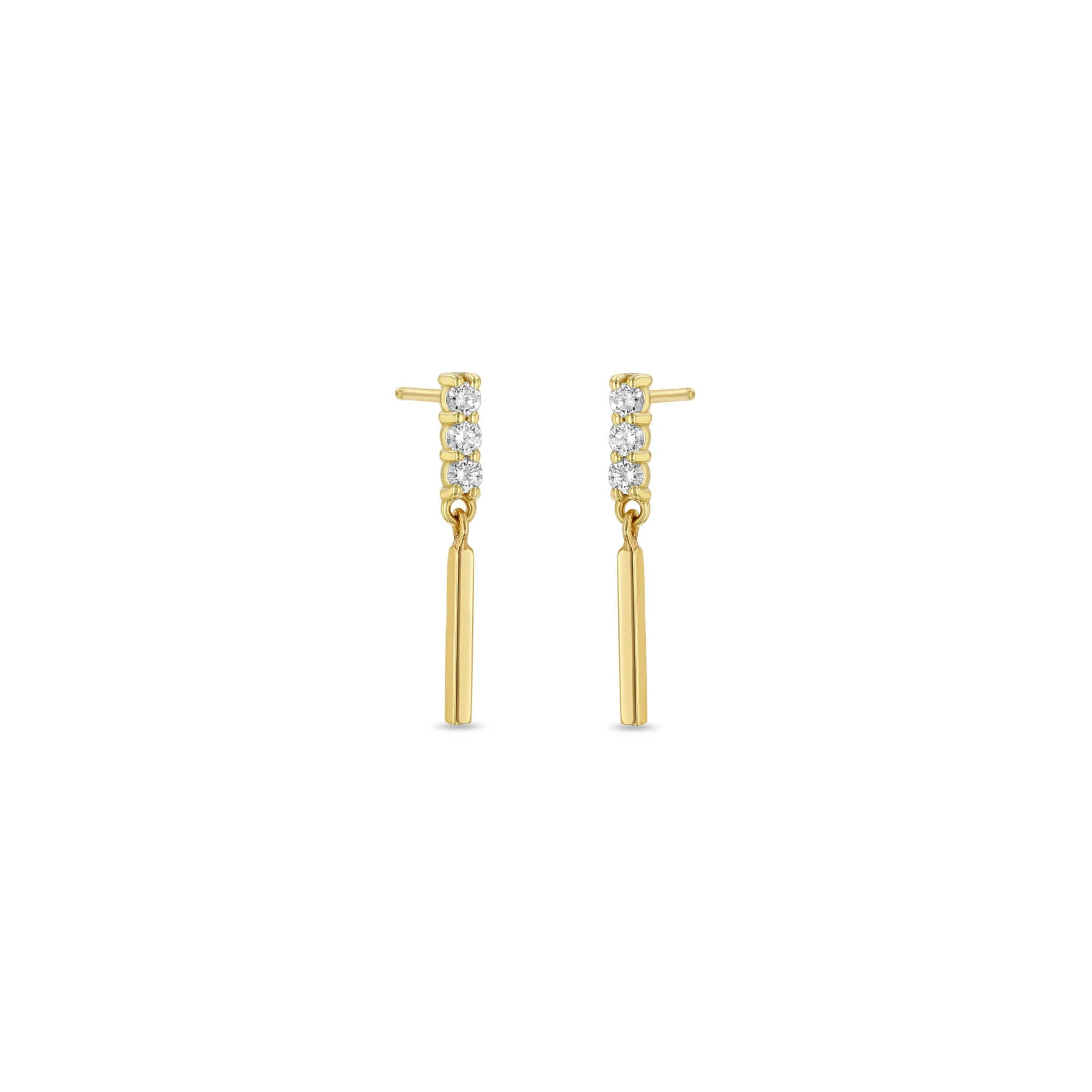 14k Mixed Gold & Diamond Bar Drop Earrings