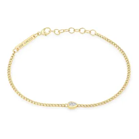 14k Pear Diamond XS Curb Chain Bracelet