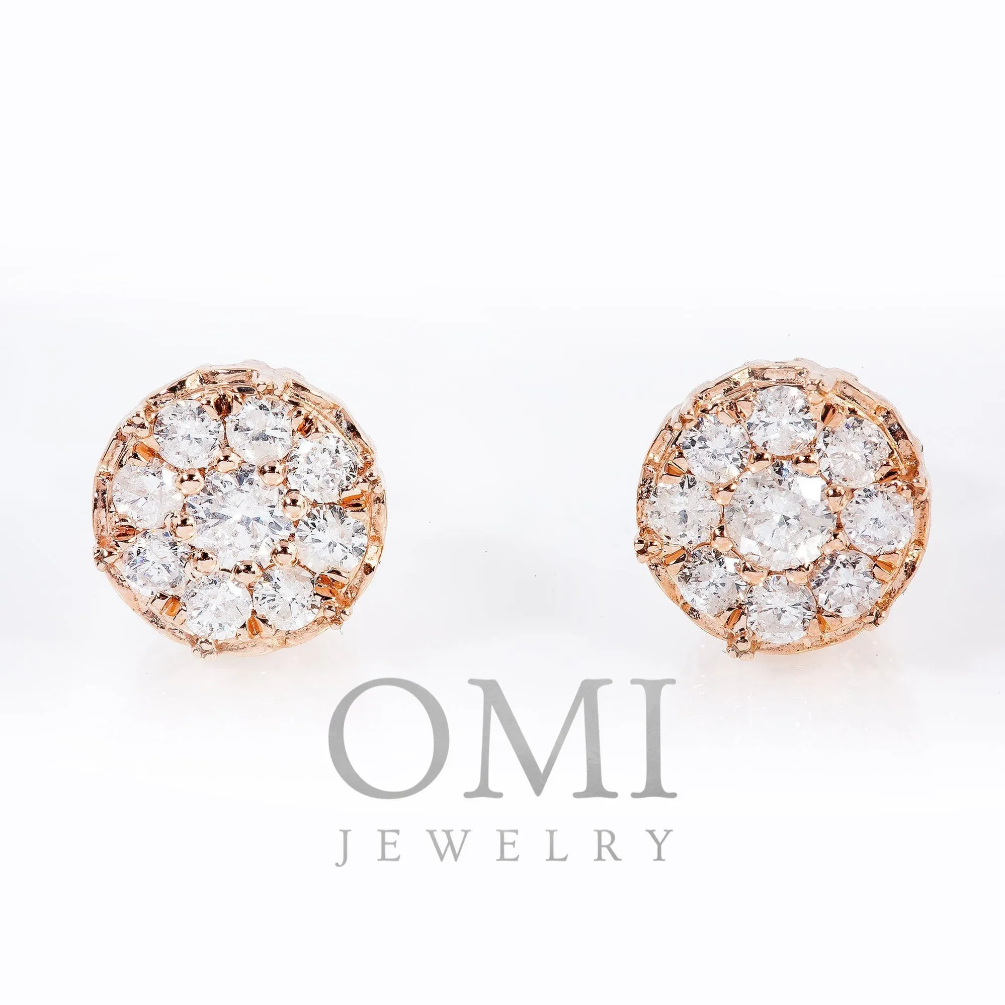 14K ROSE GOLD DIAMOND UNISEX EARRINGS 0.99 CTW