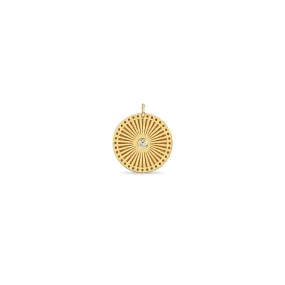 14k Single Medium Sunbeam Medallion Disc Charm