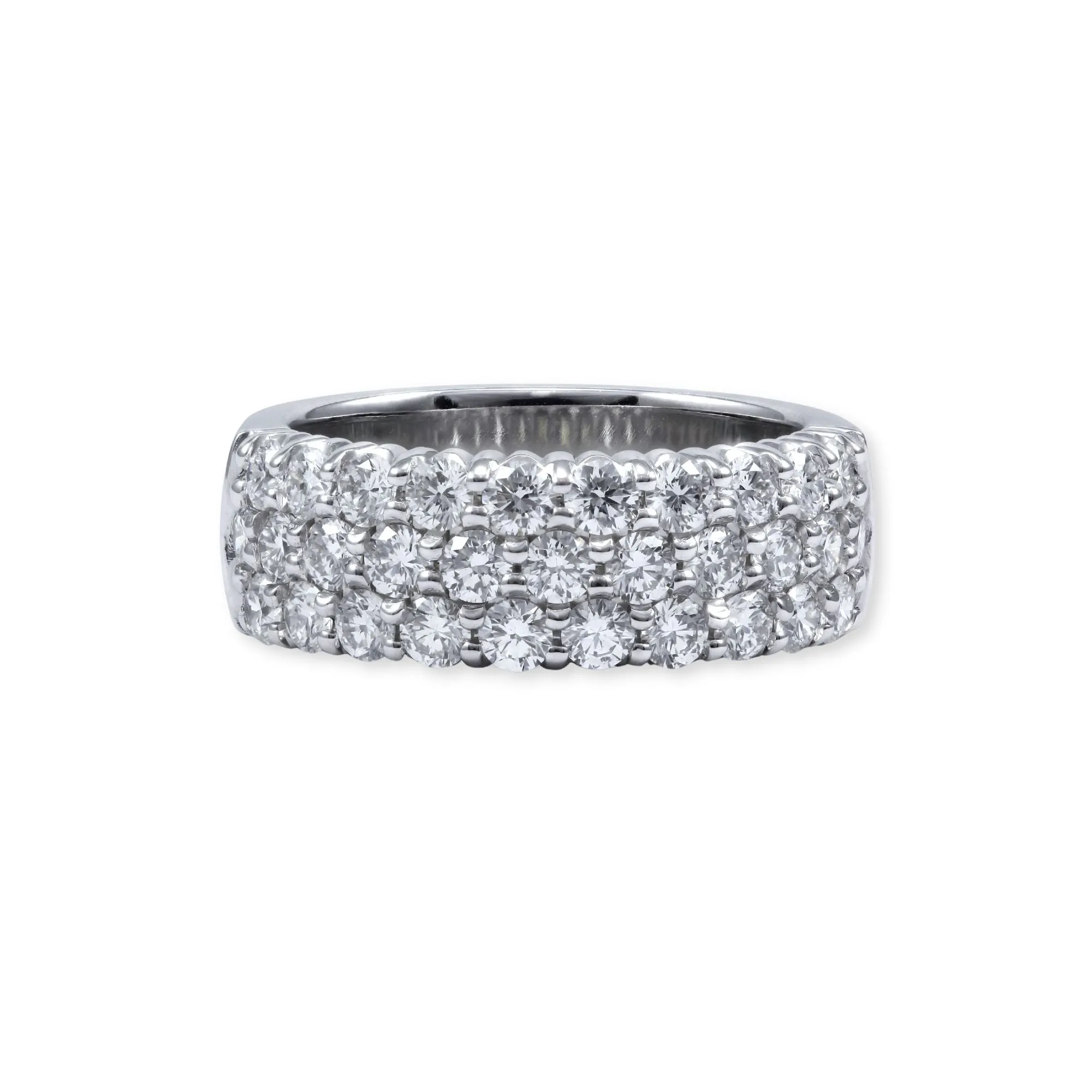 14K WHITE GOLD BEAD-SET DIAMOND WEDDING BAND 1.75CTW