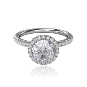 14K WHITE GOLD DIAMOND HALO ENGAGEMENT RING - SETTING ONLY