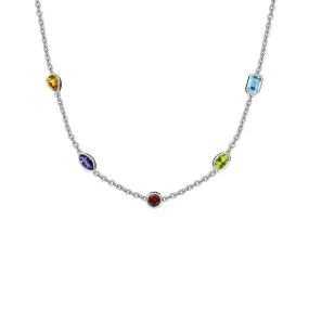 14k White Gold Multi Colored Multi Shape 1.00ct ttw Ruby Necklace