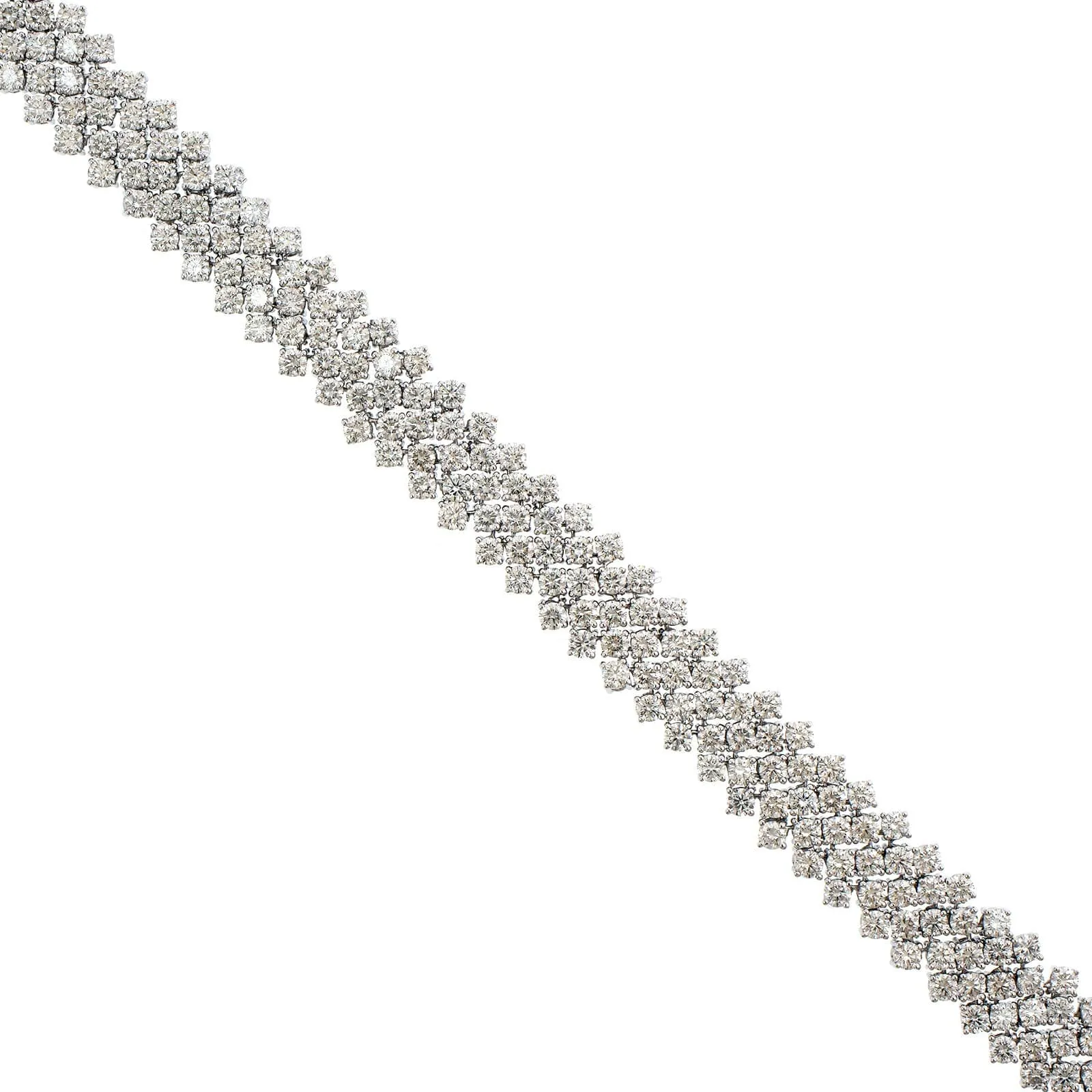 18K White Gold Multi Row Diamond Bracelet