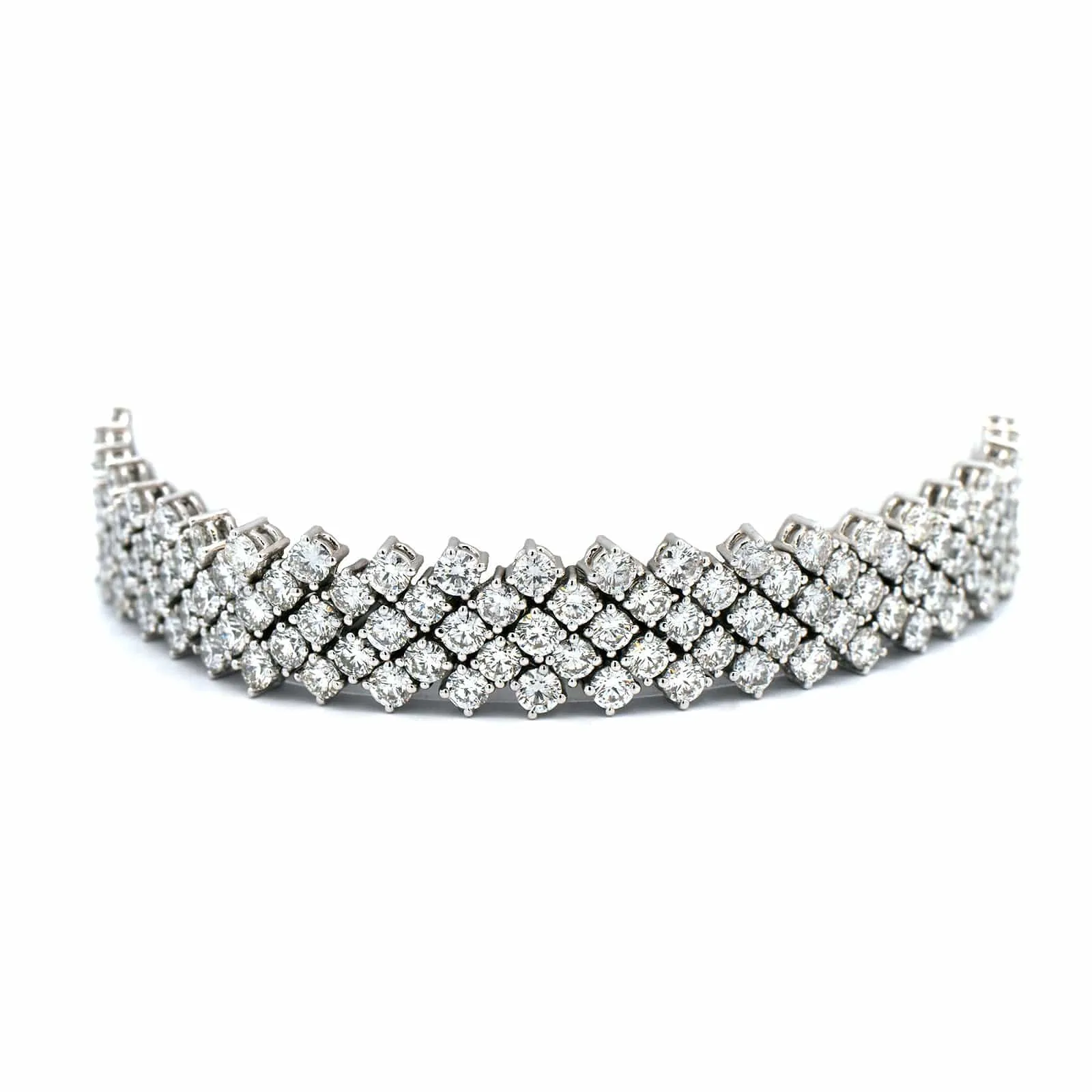 18K White Gold Multi Row Diamond Bracelet