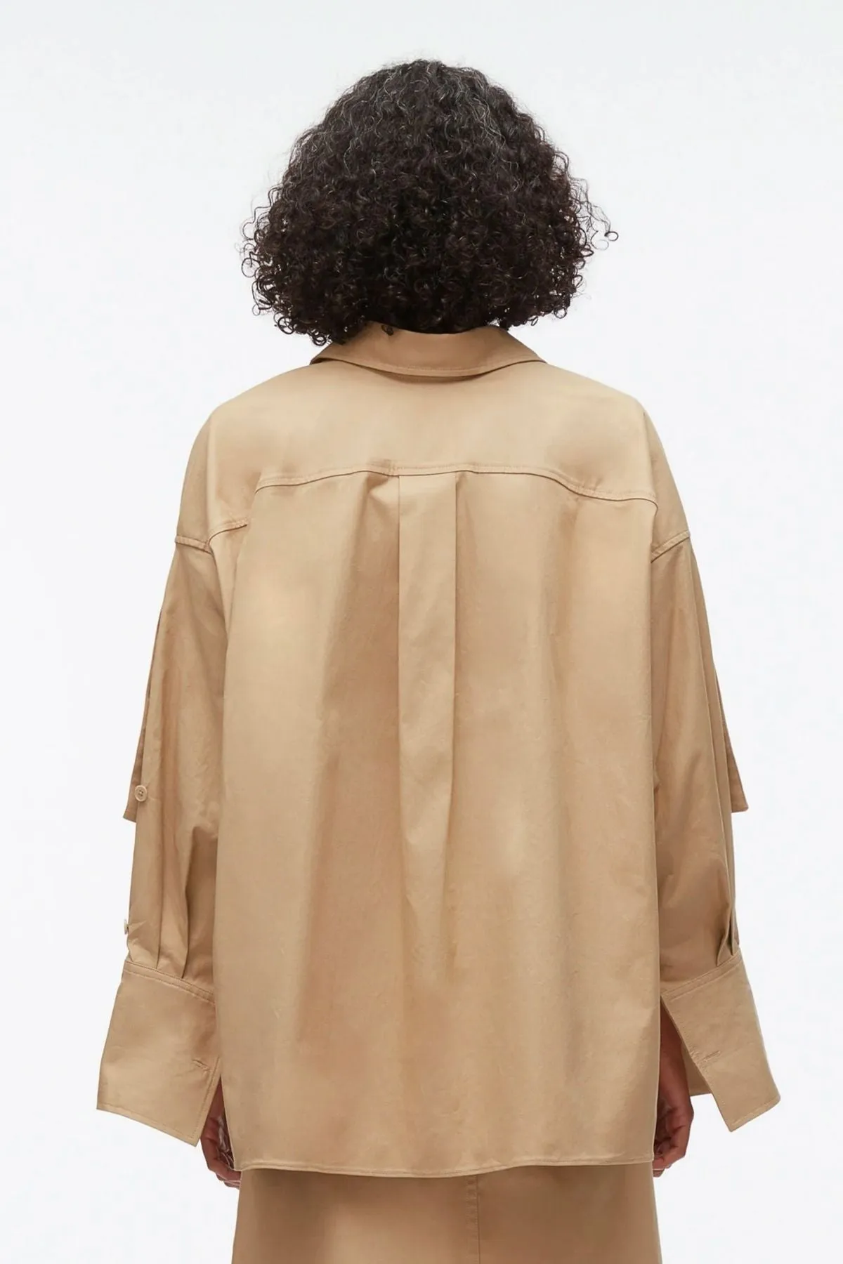 3.1 Phillip Lim Drop Back Shirt with Convertible Sleeve - Khaki