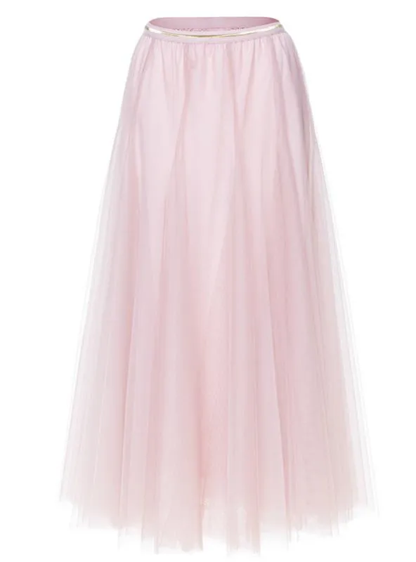 A-Shaped Gauze Skirt Tea-Length Dress