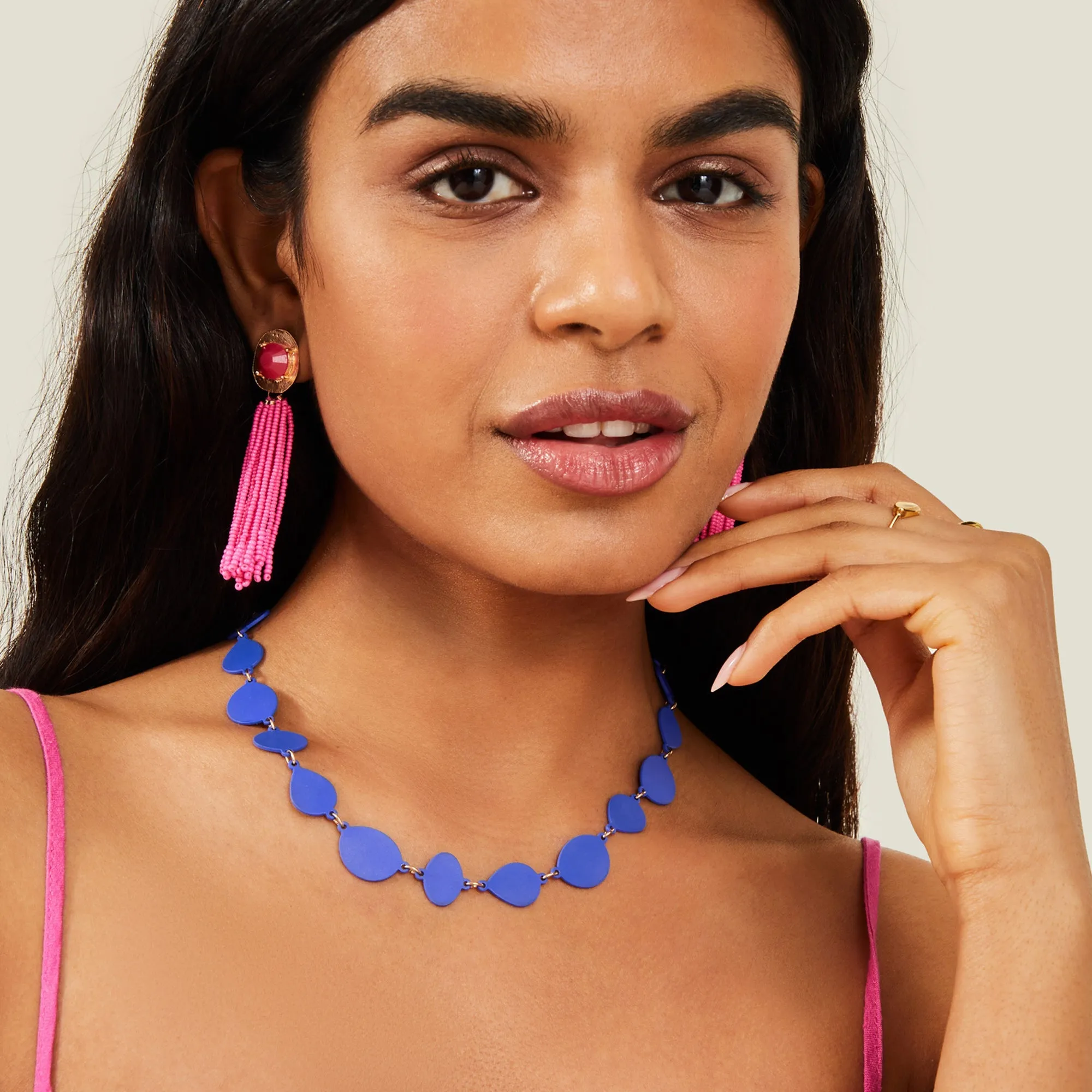 Accessorize London Women's Blue Organic Shapes Necklace