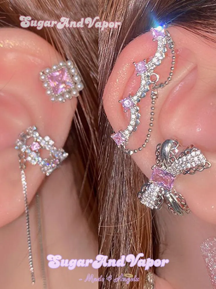 Adella Dreamy Pink Stones Ear Cuffs