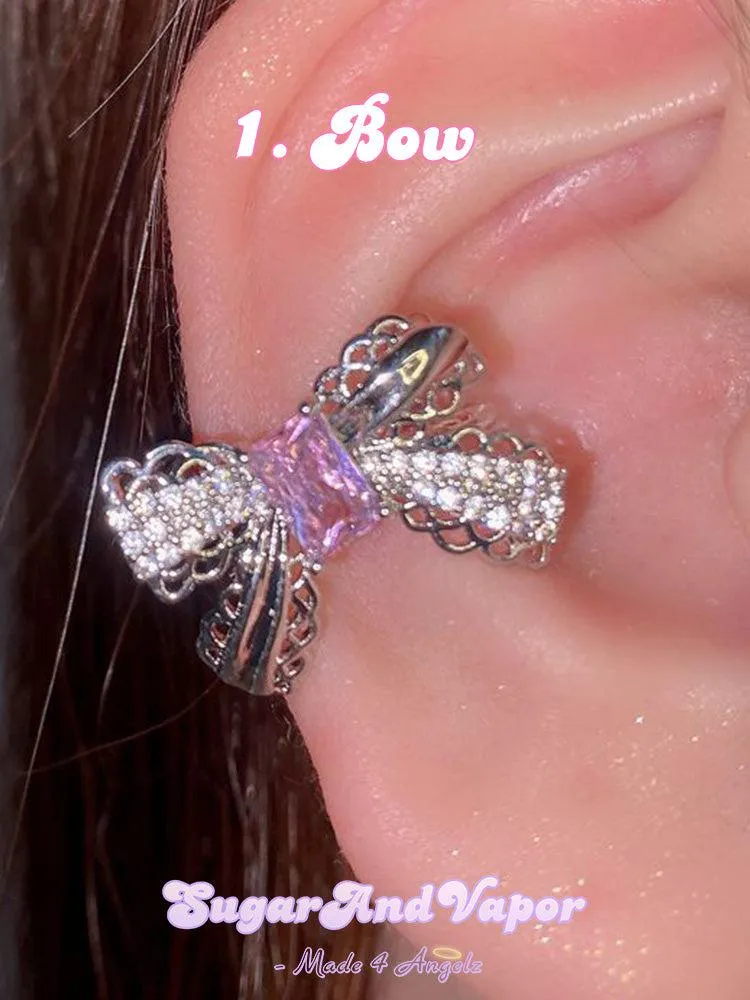 Adella Dreamy Pink Stones Ear Cuffs