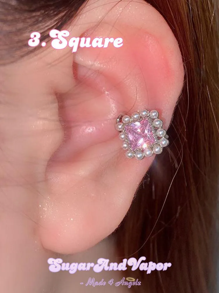 Adella Dreamy Pink Stones Ear Cuffs