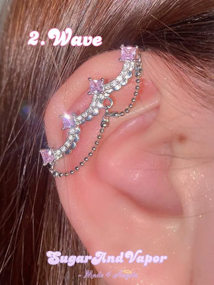 Adella Dreamy Pink Stones Ear Cuffs