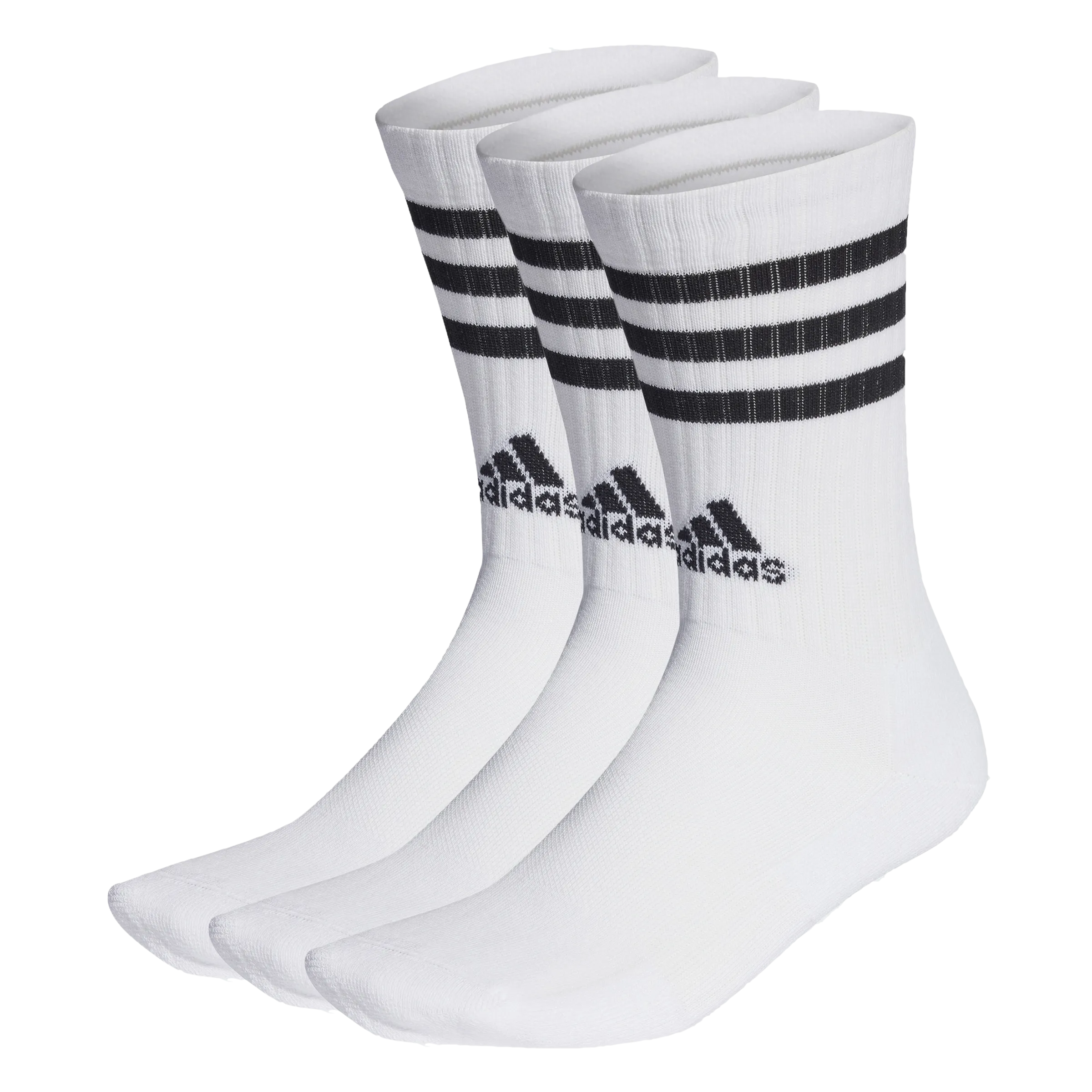 Adidas 3-Stripes Cushioned Crew Socks 3 Pairs - White/Black