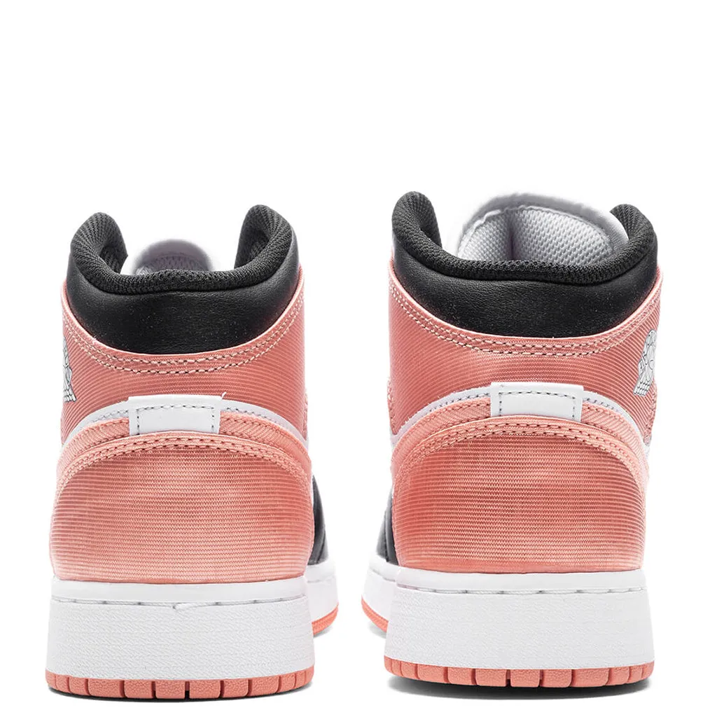 Air Jordan 1 Mid (GS) - White/Light Madder Root/Black