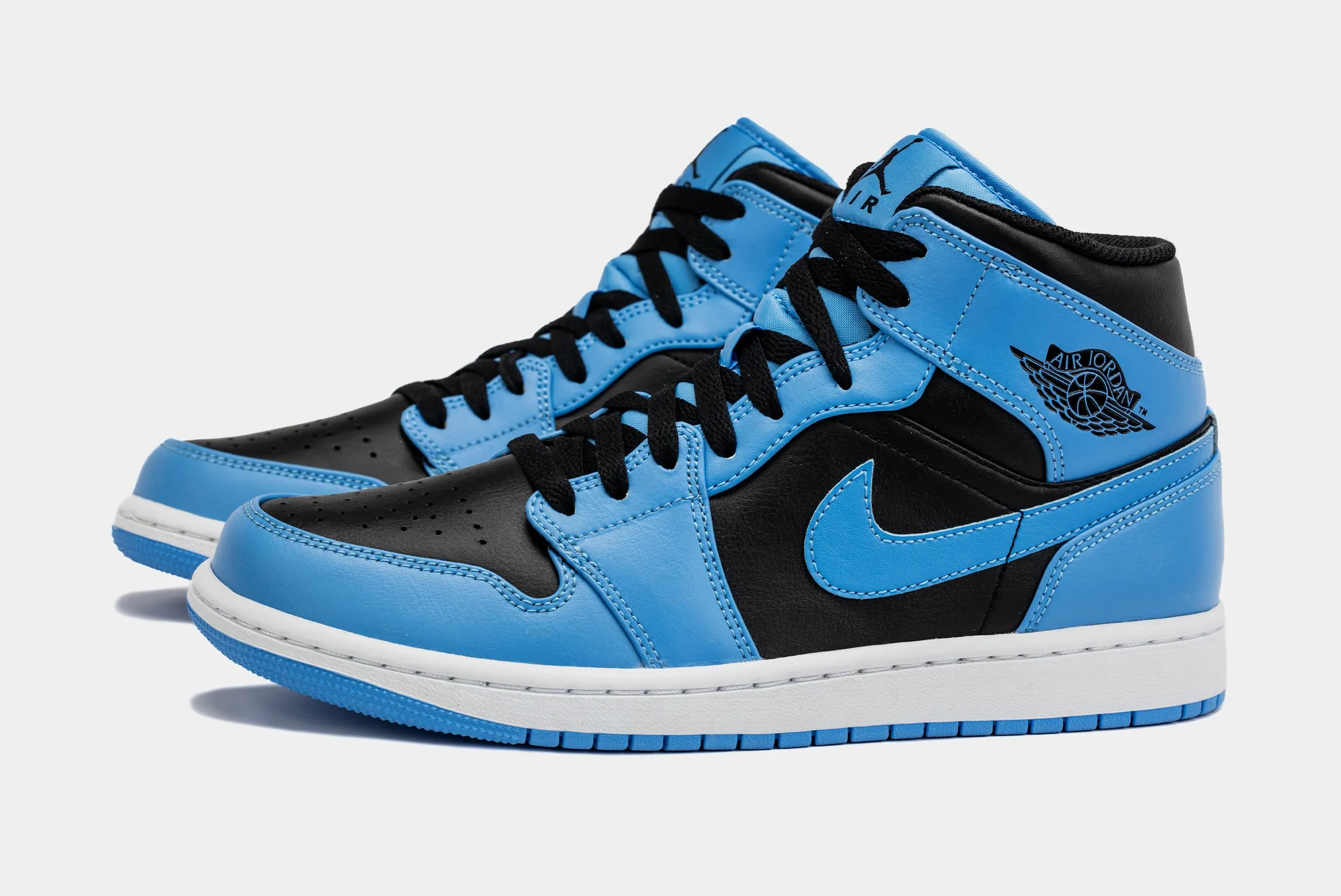 Air Jordan 1 Retro Mid University Blue Mens Lifestyle Shoes (Blue/Black)