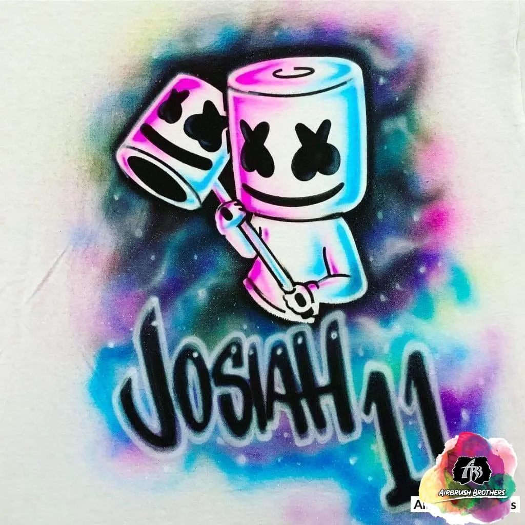 Airbrush Marshmello Birthday Shirt Design