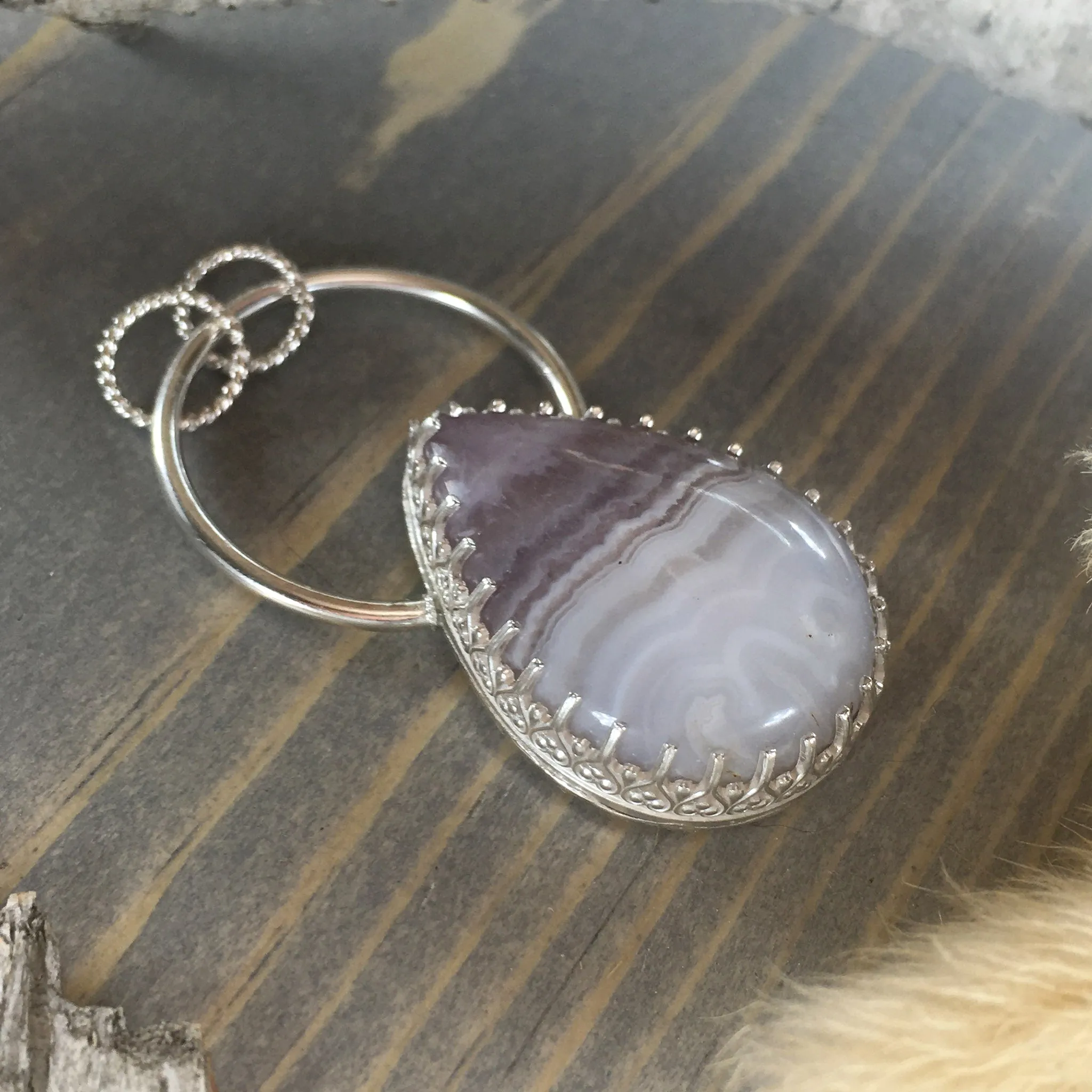 Amethyst Lace Agate Pendant