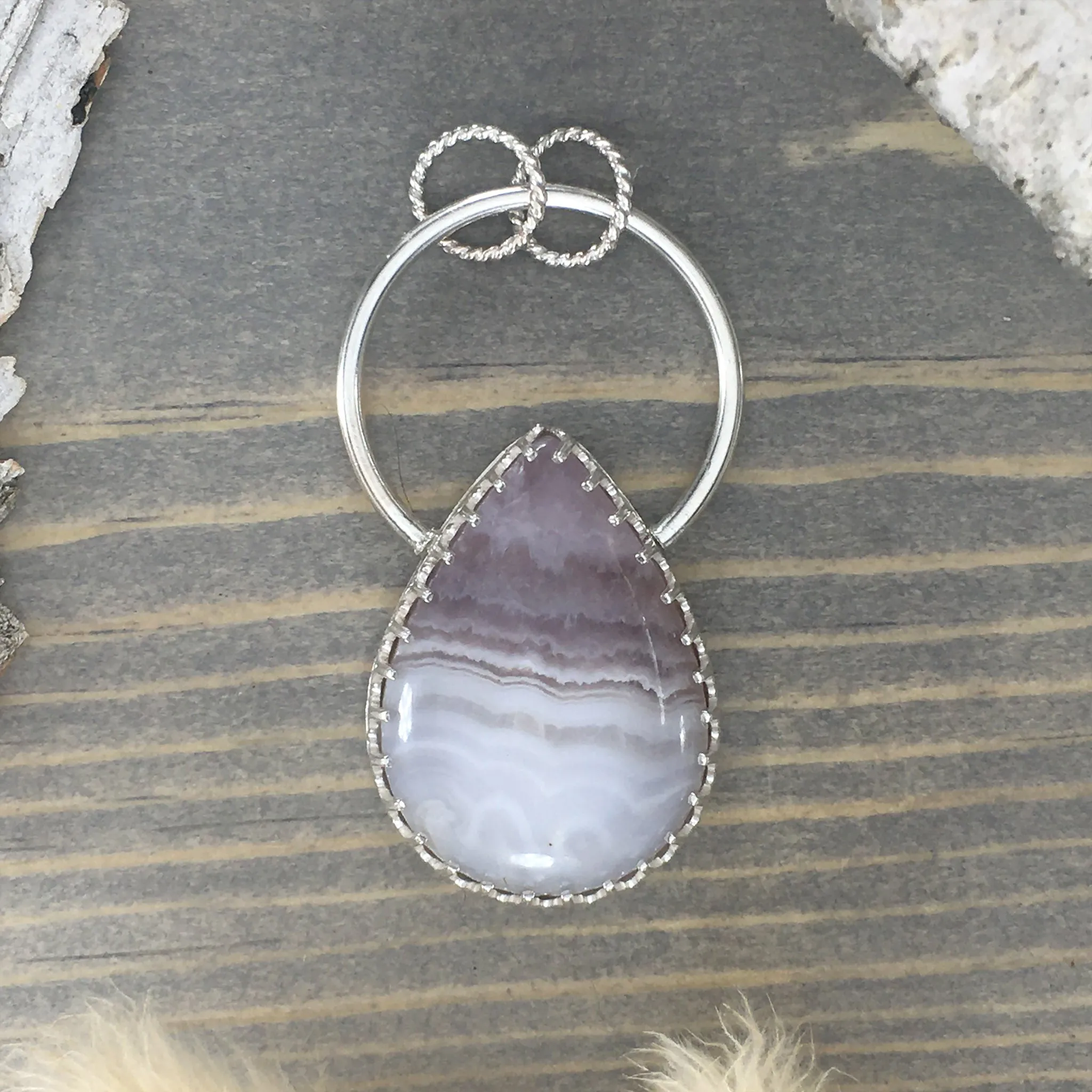 Amethyst Lace Agate Pendant