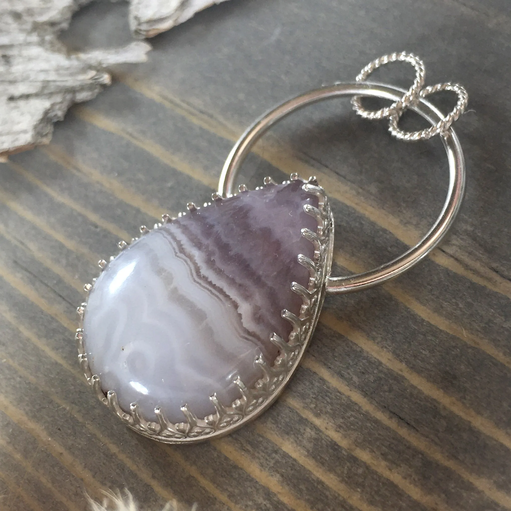 Amethyst Lace Agate Pendant