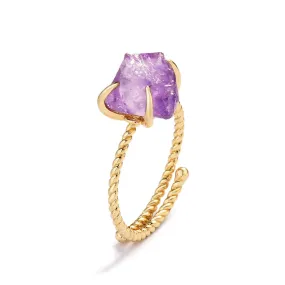 Anne  Natural Crystal Claw Gold Ring