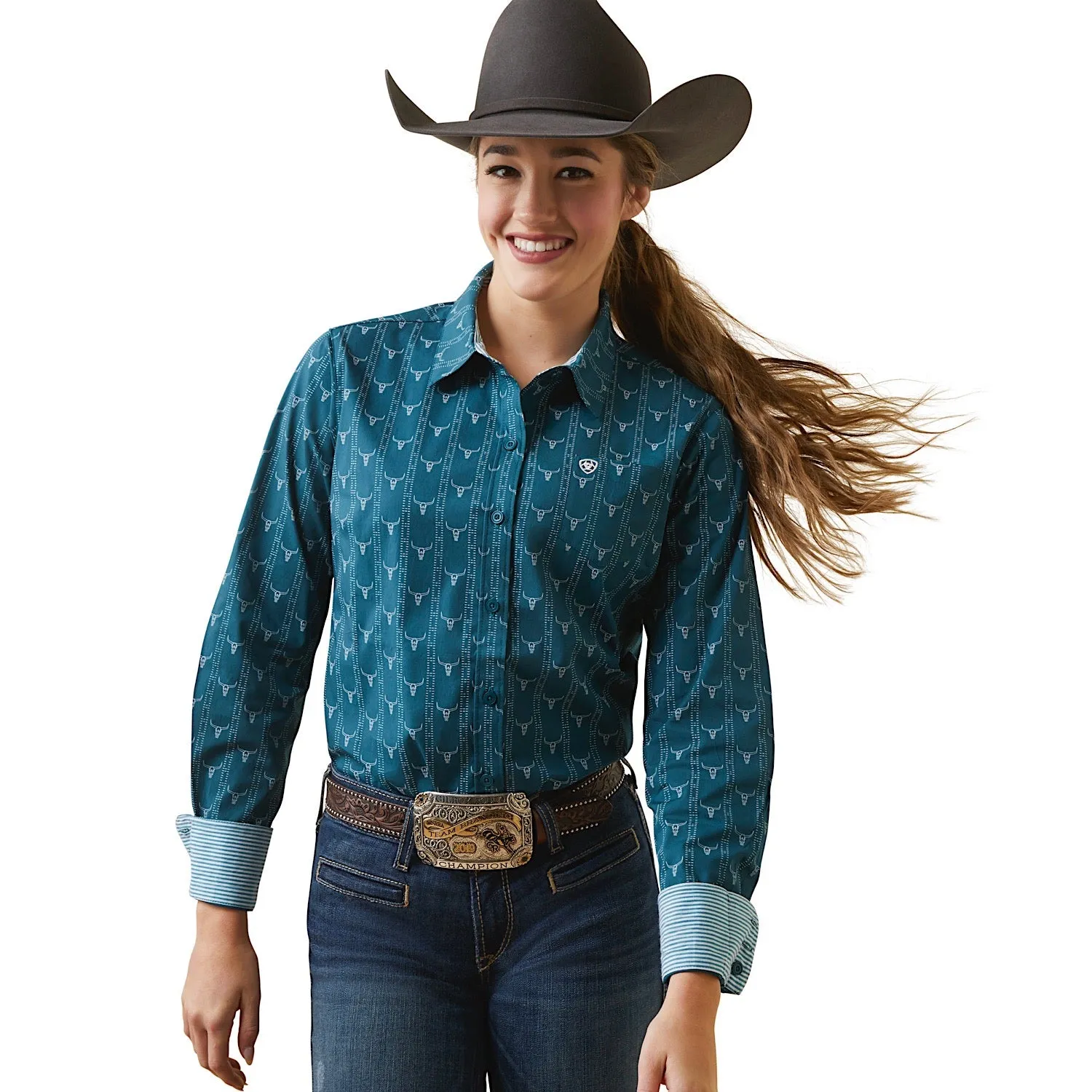 Ariat Women's Kirby Stretch Shirt Steer Head Print