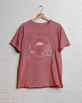 Arkansas Razorbacks Helmet Circle Red Thrifted Tee