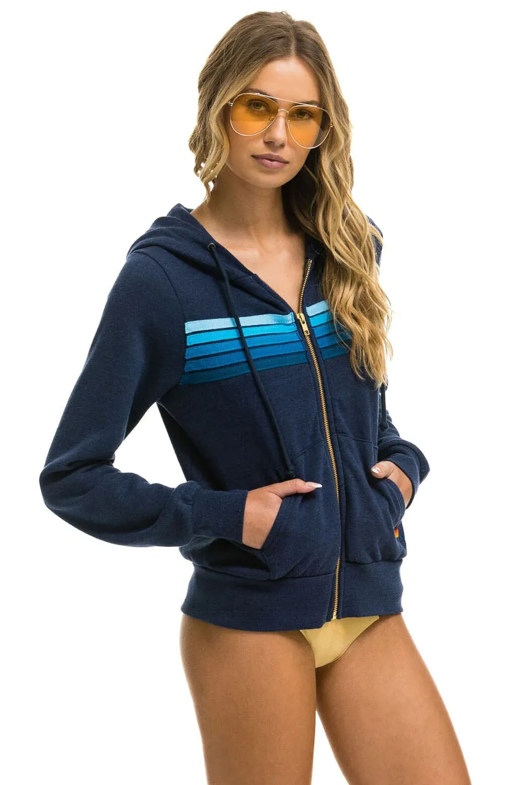 AVIATOR NATION 5 STRIPE HOODIE - NAVY // BLUE