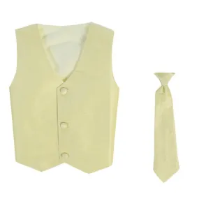 Baby Boys Yellow Poly Silk Vest Necktie Special Occasion Set 3-24M