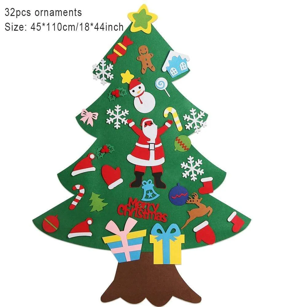 Baby Montessori Toy 32pcs DIY Felt Christmas Tree Toddlers Busy Board Xmas Tree Gift For Boy Girl Door Wall Ornament Decorations