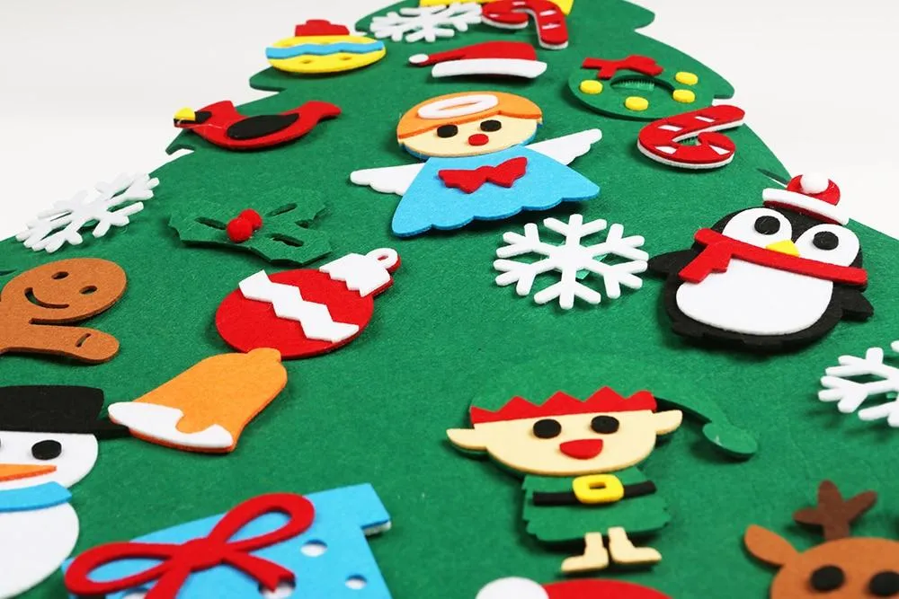 Baby Montessori Toy 32pcs DIY Felt Christmas Tree Toddlers Busy Board Xmas Tree Gift For Boy Girl Door Wall Ornament Decorations