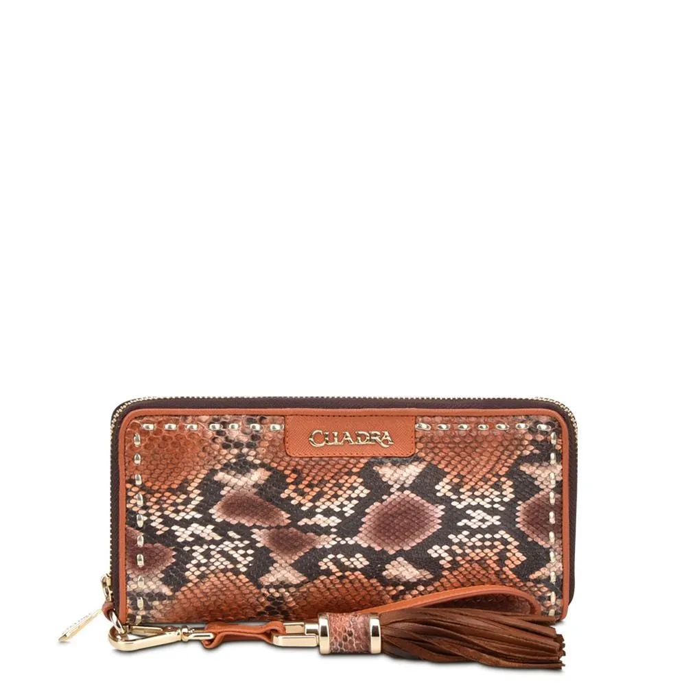 BD207PI - CUADRA OCHER FASHION PYTHON WRISTLET WALLET CLUTCH FOR WOMAN