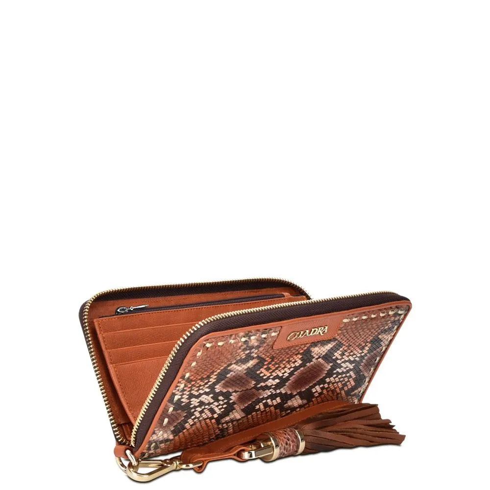 BD207PI - CUADRA OCHER FASHION PYTHON WRISTLET WALLET CLUTCH FOR WOMAN