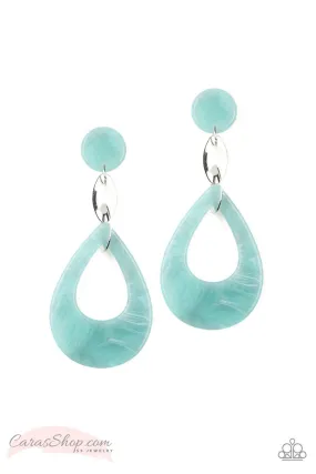 Beach Oasis - Blue Acrylic Teardrop Post Earrings - Paparazzi Accessories