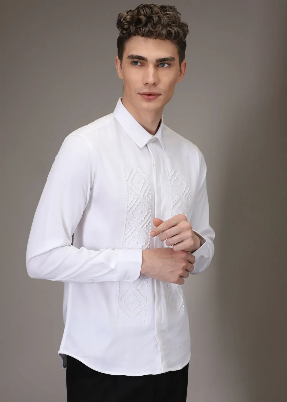 BeadazzleClub White Designer Shirt