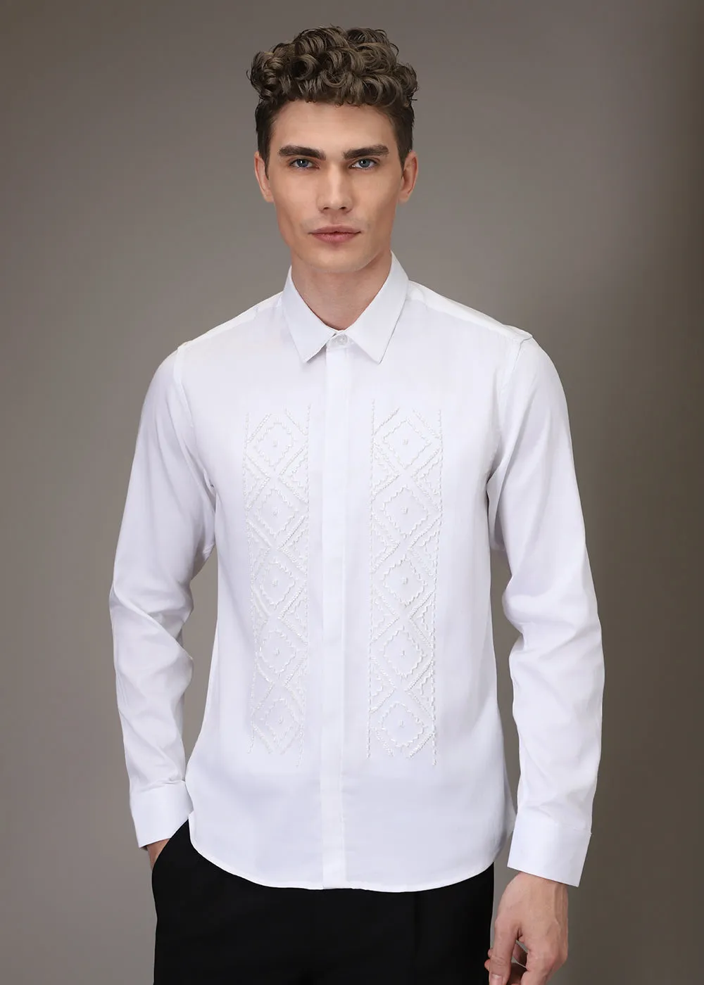 BeadazzleClub White Designer Shirt