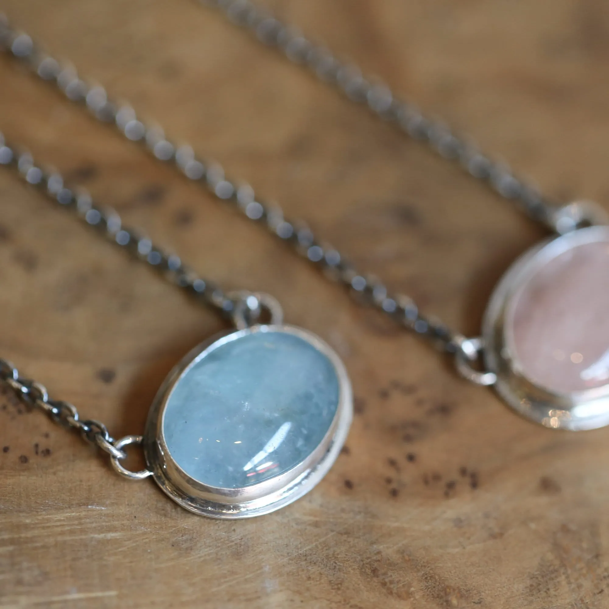 Beryl Necklace - Blue Morganite Pendant - Pink Morganite - Beryl - Sterling Silver