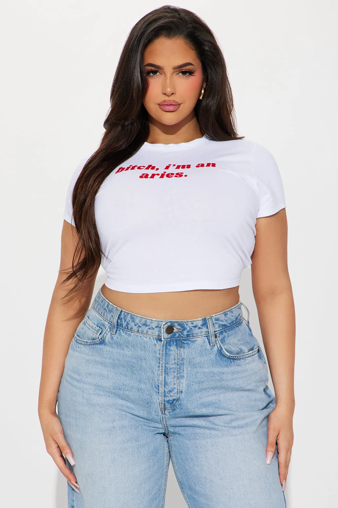 Bitch I'm An Aries Fitted Tee - White