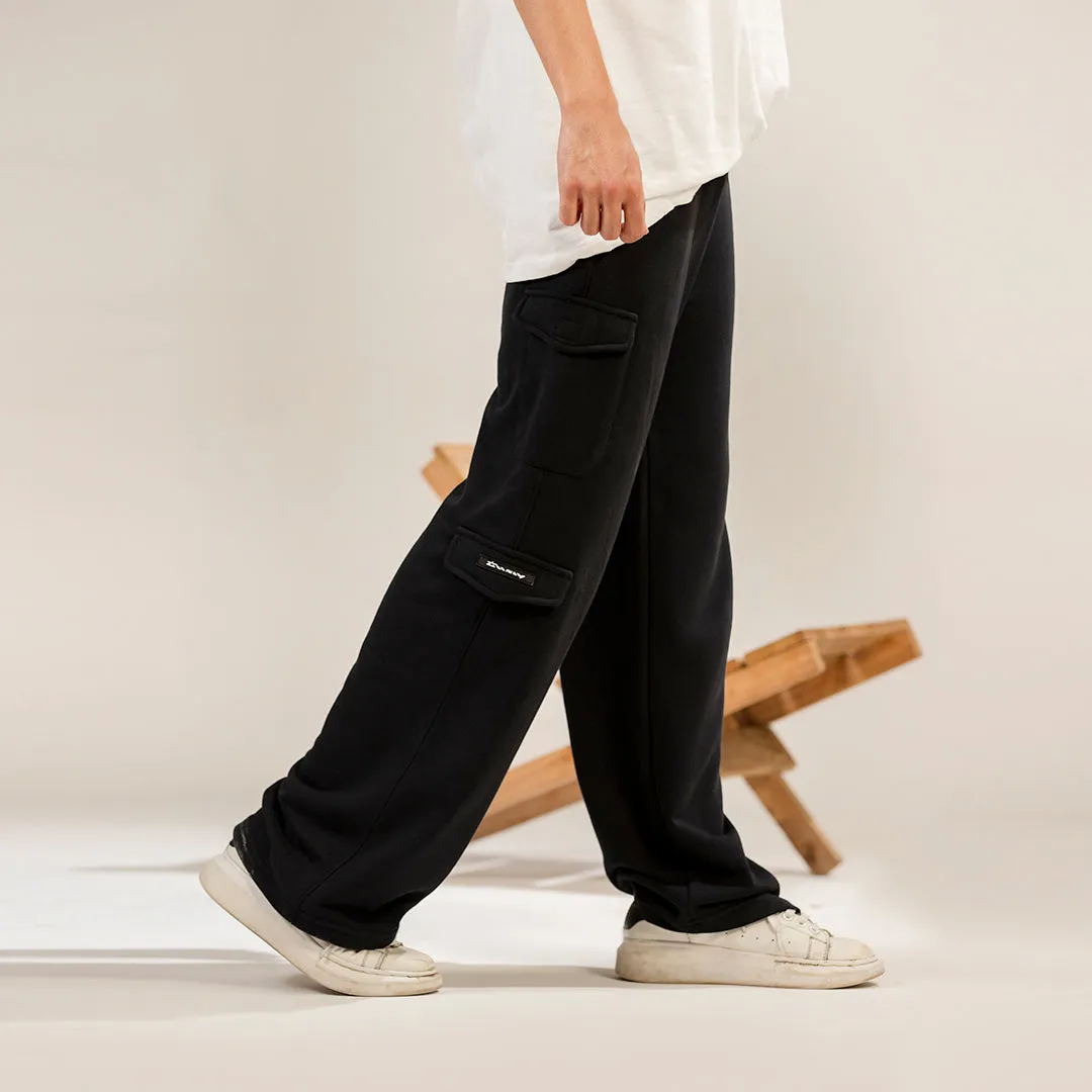 Black Wide Leg Cargo Unisex Trouser