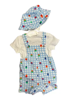 Blue Checked Ice Cream Set with Hat