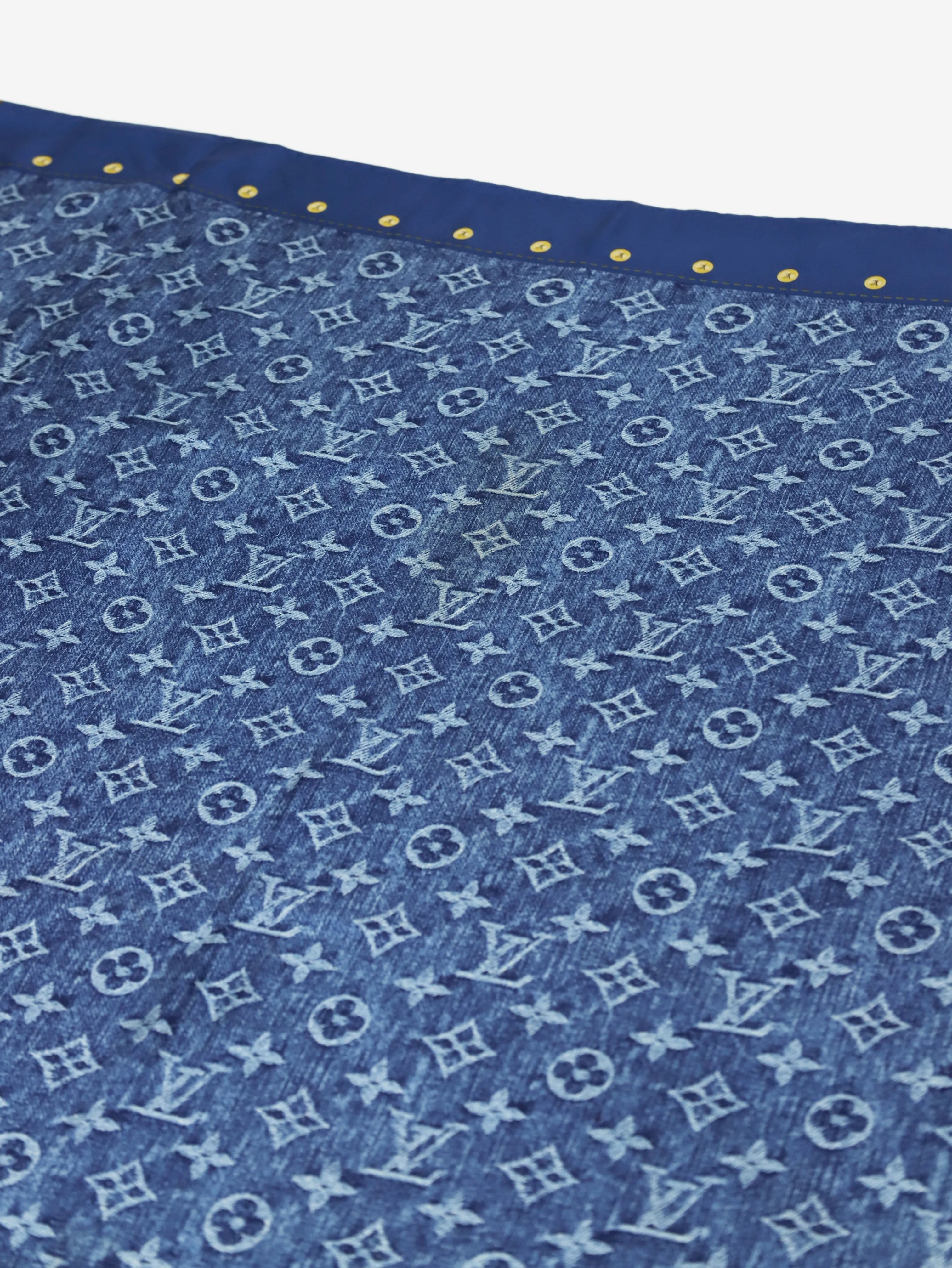 Blue monogram denim patterned silk scarf