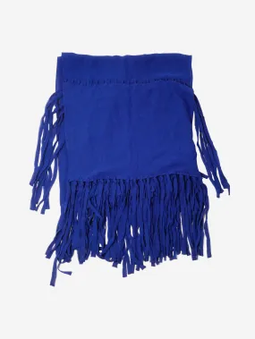 Blue silk fringed scarf