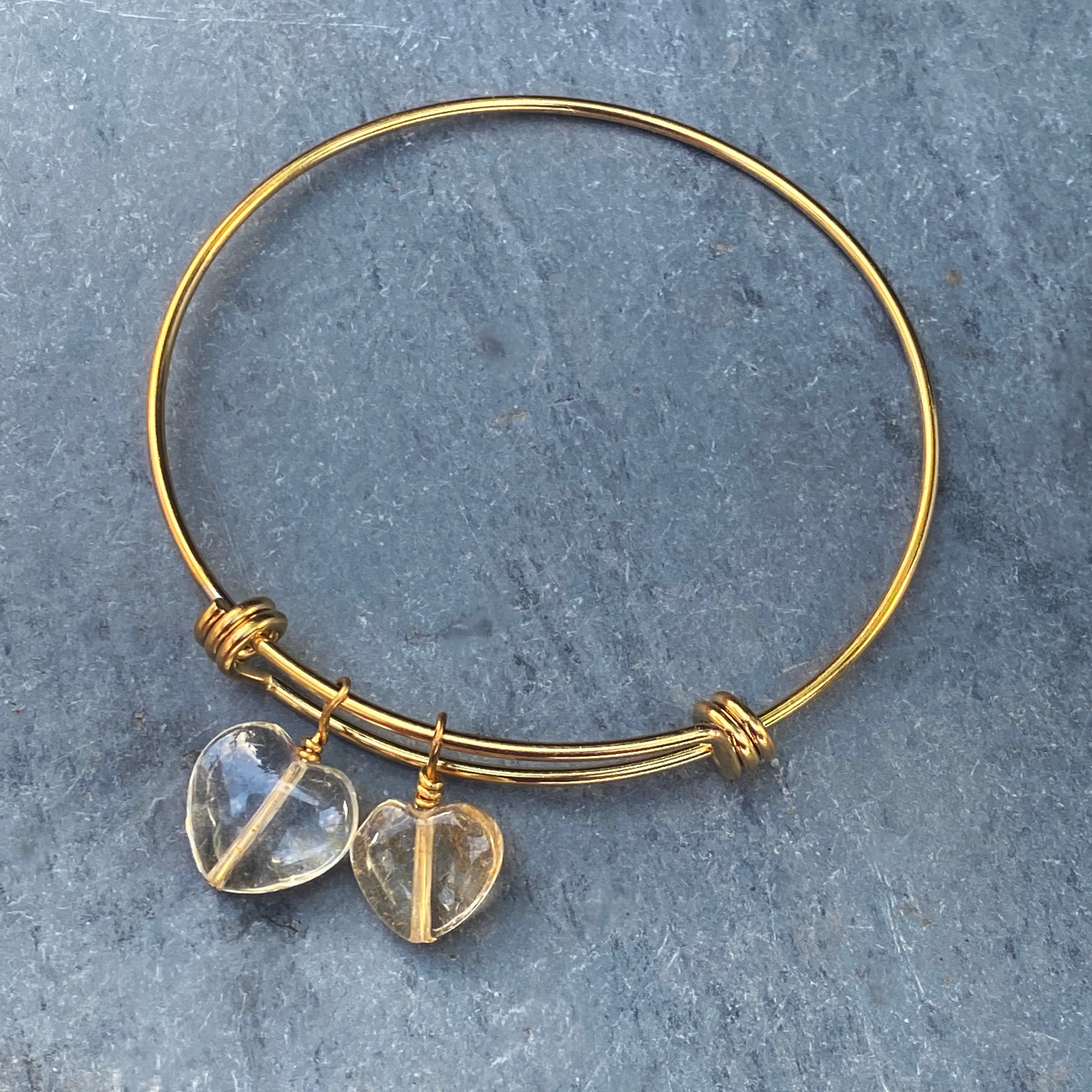 Brass and Citrine gemstone Bangle Cuff Bracelets